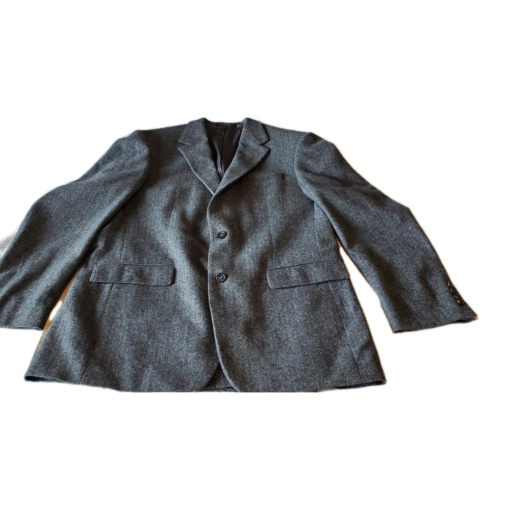 Ruffini Italy Sport Coat‎ 42L Gray Camel Hair Blend Herringbone Blazer Jacket